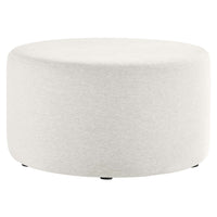 Modway Callum Large 29" Round Woven Heathered Fabric Upholstered Ottoman - Heathered Weave/Ivory-Woven Heathered Fabric Upholstery