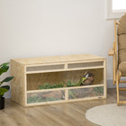 PawHut 58 gal. Reptile Terrarium with Sliding Doors - Natural-Transparent tempered glass sliding doors provide a good view for observation 
