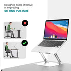 ShoppingAll Laptop Stand Riser for up to 17.3" Devices - Silver-Improved Airflow Design – Open structure enhances ventilation and prevents device overheating.