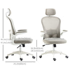 Vinsetto Mesh Office Chair with Headrest and 4D Lumbar Support - Grey-The headrest can move up or down, and rotate