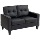 HOMCOM - Canapé 2 places 51 po en cuir PU avec accoudoirs et dossier capitonné - noir-Canapé de 51,4 po (130,5 cm) de large offrant un espace spacieux pour deux personnes sans se sentir à l'étroit 