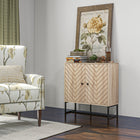 HOMCOM Modern 31.5" L Sideboard - Natural-Two-tier cabinet feature three-level adjustable shelf for storage flexibility
