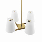 Modway - Mercer 4-Lumière Lumière suspendue - Laiton en satin blanc-ETL répertorié pour les emplacements humides