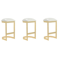 Manhattan Comfort - Aura tabouret de bar moderne de 16,54 po en similicuir blanc et laiton poli, lot de 3-Tabouret de bar moderne sans dossier, parfait pour une utilisation élégante dans un bar et une cuisine. Ensemble de 3