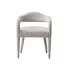 Manhattan Comfort - Chaise de salle à manger Aspen 59 cm style mid-century moderne avec accoudoirs, revêtement en tweed, coloris Silver Lining-Fauteuil d’appoint mi-siècle moderne pour usage dans le salon