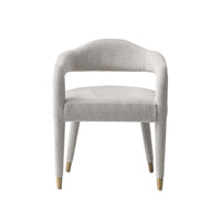 Manhattan Comfort - Chaise de salle à manger Aspen 59 cm style mid-century moderne avec accoudoirs, revêtement en tweed, coloris Silver Lining-Fauteuil d’appoint mi-siècle moderne pour usage dans le salon