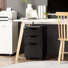 HOMCOM Mobile 3-Drawer Letter/A4 Filing Cabinet on Wheels - Black Wood Grain-Ball-bearing drawer slides for smooth and quiet gliding
