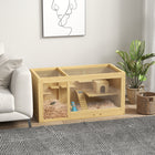 PawHut Large Wooden Hamster Cage with Pull-out Tray, Seesaws & Ladder-Includes a water dispenser for your hamster's daily needs
