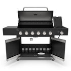 Kenmore 6 Burner XL Gas Grill with Side Burner - Black-1 Side Burner - 430 Stainless Steel Round - 13,000 BTU (Porcelain coated side burner base, powder coated side burner lid