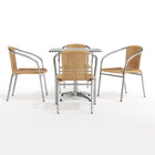 Flash Furniture 27.5'' Square Aluminum Indoor-Outdoor Table with 4 Beige Rattan Chairs (TLH-ALUM-28SQ-020BGECHR4-GG)-Assembly Required