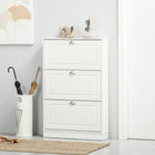 HOMCOM Narrow Shoe Cabinet with 3 Flip Drawers for Entryway - White-Blister-treated drawer panels for easy maintenance