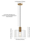 Hudson&Canal Henri 10" Wide Pendant with Glass Shade - Brass/Clear-Product Dimensions: 10" L x 10" W x 9.63" H