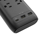 BlueDiamond 8-Outlet Surge Protector with USB-C/USB-A - 8' Cord - Black-Fast Charge with USB-C PD: Charge your laptop or mobile device reliably with 30W of Power Delivery (PD) with the dedicated USB-C port