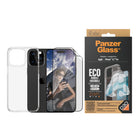 PanzerGlass Bundle with HardCase & Matrix Glass for iPhone 15 Pro Max - Clear-Antibacterial coating kills up to 99.99% of all common surface bacteria