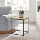 Modway Zora Square Wood and Metal Side Table - Oak-Powder-Coated Metal Frame