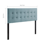 Modway Emily Biscuit Tufted Performance Velvet King Headboard - Light Blue-Velvet Polyester Upholstery