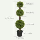 HOMCOM - Plantes décoratives artificielles de buis en pots 45,3 po - vert - lot de 2-Pot de pépinière solide assurant une base stable 