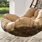 Modway Abate Wicker Rattan Outdoor Patio Swing Chair - Black Mocha-All-Weather Cushion