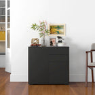 HOMCOM 31.1" L High Gloss Buffet Sideboard with 2 Drawers - Black-Features 2 drawers, 2-door cabinets, and a flat tabletop