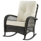 Manhattan Comfort Fruttuo 29.52" Traditional Patio Rocking Chair - Mixed Grey Weave/Cream-Seat Height: 15.35"