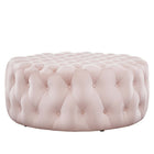 Modway Amour Tufted Button Large Round Performance Velvet Ottoman - Pink-Ottoman Weight Capacity: 330 lbs