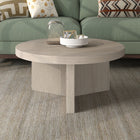 Hudson&Canal Holm 32"W Round Coffee Table - Alder White-Finished in wood-look alder white