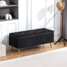 HOMCOM - Banc coffre de rangement large 43 po avec pieds en acier - noir-Profitez d’un confort accru grâce au revêtement doux effet velours et à l’assise rembourrée de mousse 