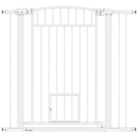 PawHut 30"-41" Dog Gate with Small Door and Extension Kit - 37" H-37.4"(95 cm) high gate