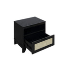 Manhattan Comfort Sheridan 21.63" Mid-Century Modern Nightstand - Black-Solid Wood Horizontal Handle with Painted Finish
