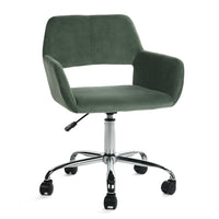 Homy Casa Velvet Upholstered Task Chair - Cactus -Chrome finished and stainless steel base with casters offers 360 degree mobility