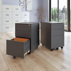 Ceha Canada 3-Drawer Metal Pedestals - Black-SMOOTH AND SILENT OPERATION: The built-in sliding rail system enables seamless and noiseless opening and closing of drawers, making it ideal for quiet home and office environments. Stay focused and productive without any distractions