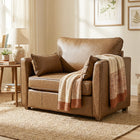 HOMCOM - Fauteuil d’appoint en cuir PU avec assise large - coussin à ressorts - pieds en bois - 2 coussins pour salon - brun-Deux coussins inclus apportent un confort supplémentaire pour une relaxation totale    

