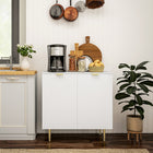 HOMCOM 31.5" L Sideboard Buffet Cabinet - White-Adjustable 3-level shelf fits various item heights