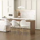 Manhattan Comfort - Gracie tabouret de comptoir moderne de 22" en similicuir blanc et or, lot de 3-Le cadre et les pieds sont dotés d’un choix d’acier noir entièrement soudé ou d’acier inoxydable doré