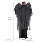 HOMCOM Animatronic Winged Grim Reaper Prop Halloween Decoration-Features ghastly red glowing eyes 
