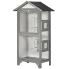 PawHut 62" H Large Wooden Bird Cage - Light Grey-Compact vertical design ensures multiple birds can live comfortably 