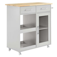 Modway Culinary Kitchen Cart With Towel Bar - Light Grey Natural-Modern Kitchen Cart