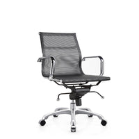 Plata Import - Martha Chaise de bureau à dossier bas en maille avec cadre en métal à hauteur réglable, Noir-Cadre en metal avec maille noire