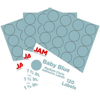 JAM Paper Round Circle Label Sticker Seals, 1 2/3 inch diameter, Baby Blue, 3 Sets of 120 (40528290g)-Size: 1.66"