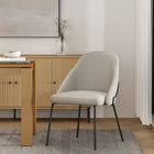 Manhattan Comfort - Chaise de salle à manger moderne Gracie 61,5 cm en similicuir, coloris pierre et noir-Caractéristiques du cadre et des pieds Choix entre acier noir entièrement soudé ou acier inoxydable doré