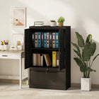 HOMCOM - Armoire de rangement en métal avec serrures - noir-Équipé de deux serrures séparées sur les portes et le tiroir, garantissant la sécurité de vos documents importants 
