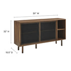 Modway Kurtis 59" Sideboard - Walnut-Metal Mesh Sliding Doors