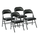 Work Smart - Chaise pliante avec siège et dossier en vinyle - Noir - Paquet de 4-Siège et dossier rembourrés en vinyle