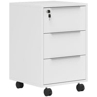 HOMCOM 3-Drawer Vertical Letter/A4 Filing Cabinet with Lock - White-Central locking system on drawers keeps documents safe and secure with a single turn of the key
