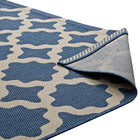 Modway Cerelia Moroccan Trellis Indoor/Outdoor Area Rug - 8 ft W x 10 ft L - Blue/Beige-High Density / Machine-Woven