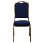 Flash Furniture HERCULES Series Crown Back Stacking Banquet Chair with Gold Frame - Navy Blue Patterned Fabric-2.5" Thick Seat Cushion