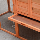 PawHut - Poulailler de luxe 82 po en bois, clapier pour poules, lapins avec enclos et pondoir-Porte à charnière pour un accès facile pour le nettoyage et le remplissage de la nourriture et de l'eau
