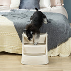 PawHut Foldable 3-Step Pet Stairs with Non-slip Treads - Cream-Overall Dimension: 19.3" L x 15" W x 15" H (49 x 38 x 38 cm) 