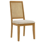 Modway - Arlo Faux rotin et bois Fauteuils d’accompagnement à manger Ensemble de 2 - Tissage naturel naturel en bruyère beige clair-Glissements au pied sans marquer