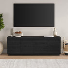 Hudson&Canal - Meuble TV Tullis pour téléviseurs jusqu'à 78" - Grain noir-Fabriqué à partir de matériaux MDF robustes dans une finition blanche en aulne fabriquée à la main